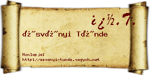 Ásványi Tünde névjegykártya